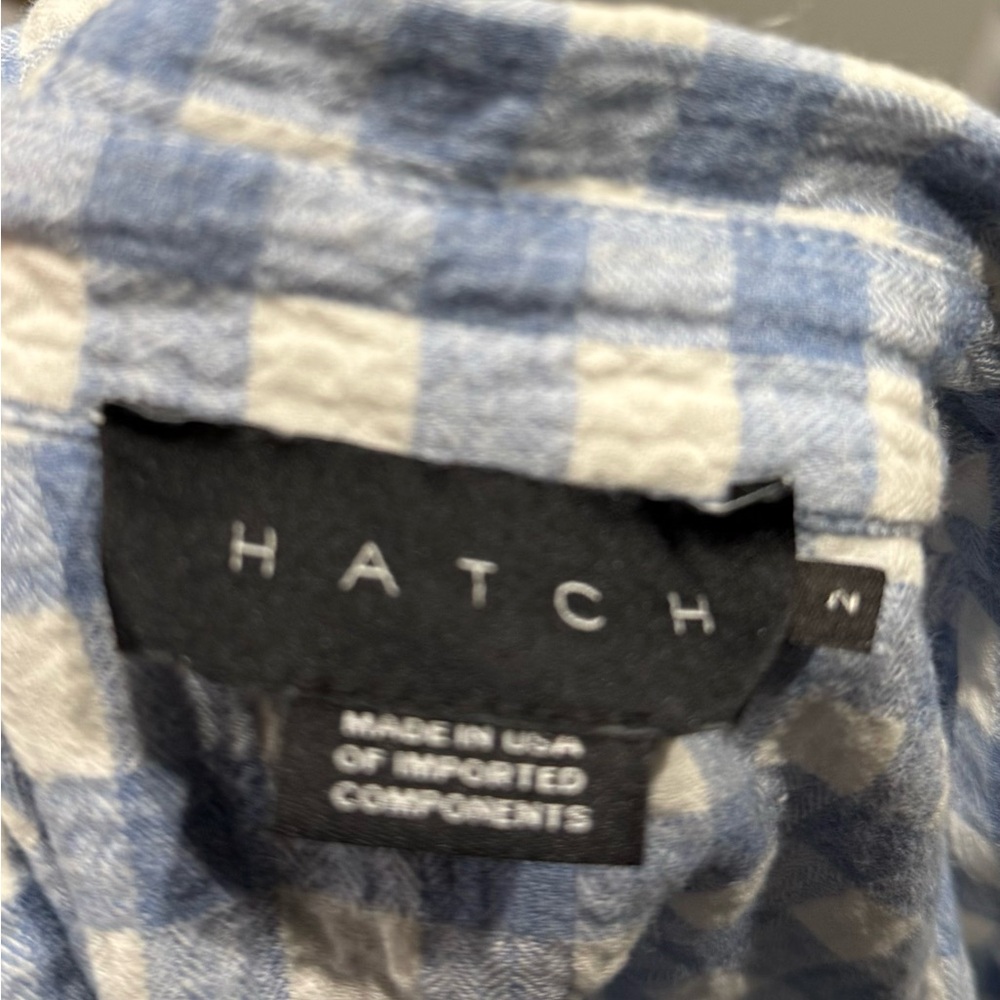 Hatch Maternity Casual Blue and White Plaid Shirt